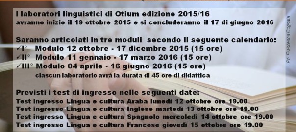 Aperte le iscrizioni ai Laboratori Linguistici di Otium edizione 2015/2016