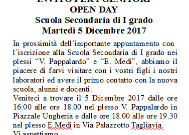 Open Day all’Istituto Comprensivo Lombardo Radice-Pappalardo