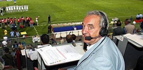 Bruno Pizzul in diretta su Rta Radio Tivù Azzurra nella radiocronaca della partita Palermo-Marina di Ragusa