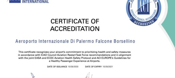 Emergenza Covid, l’aeroporto di Palermo ottiene l’Airport Health Accreditation, il riconoscimento europeo sulle misure adottate per contenere il contagio