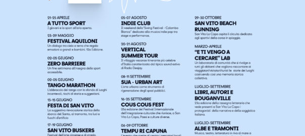 L’estate di San Vito Lo Capo, il programma di eventi da aprile ad ottobre 2022