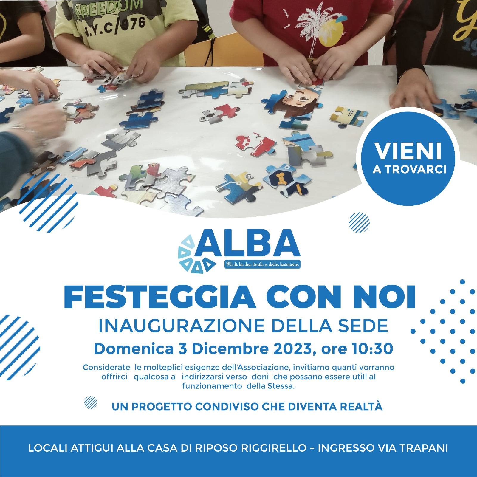 Domani mattina inaugurazione della sede dell’associazione Alba