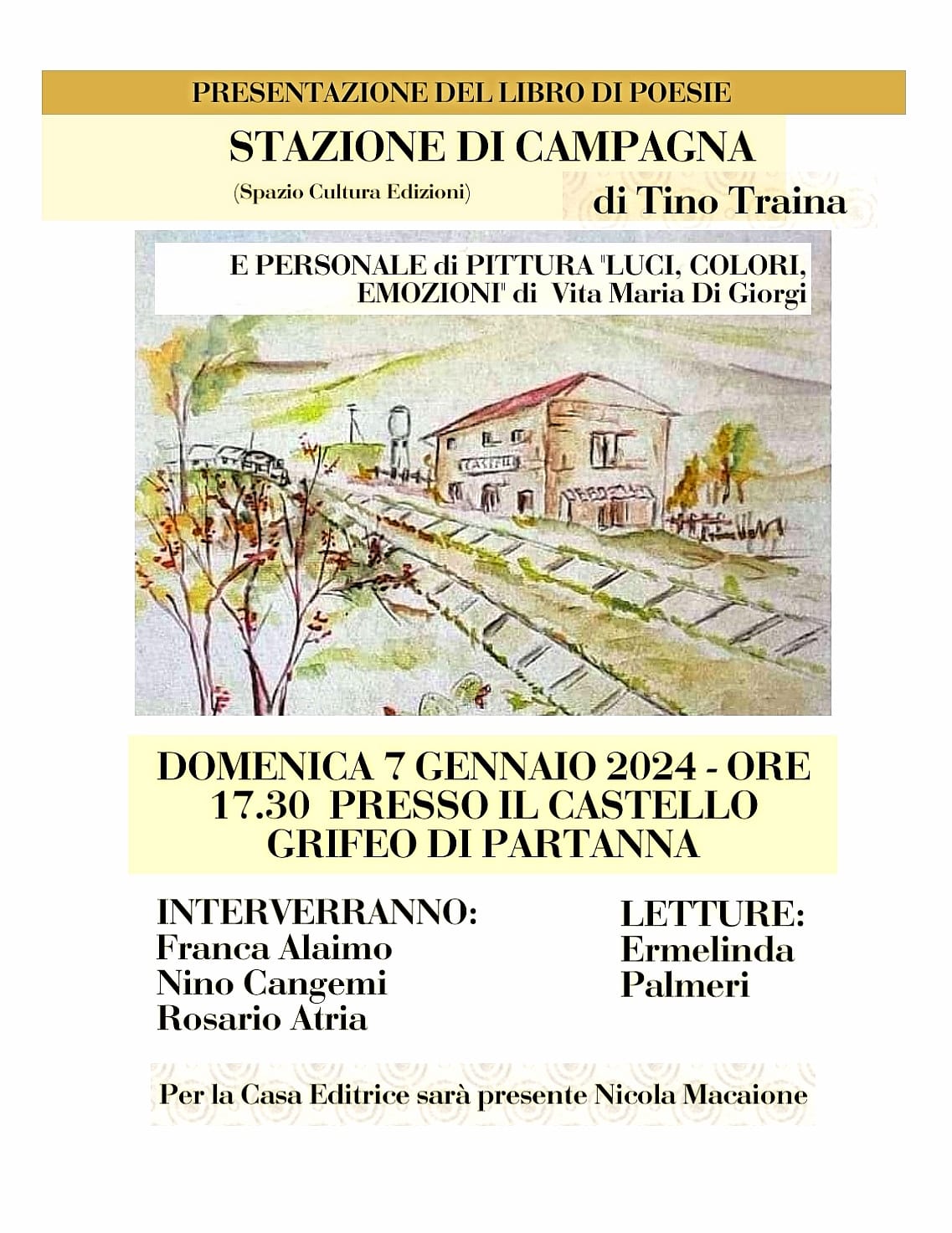 Domani sarà presentato anche a Partanna il libro di poesie di Tino Traina “Stazione di Campagna”