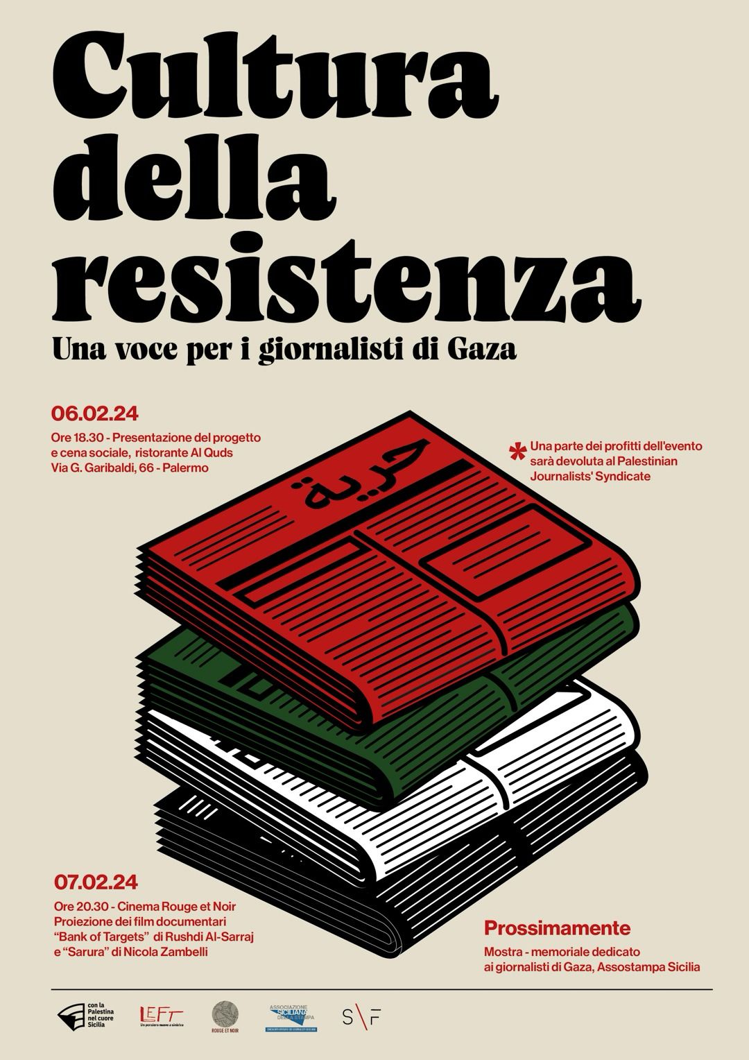 Inizia oggi la “due giorni” di iniziative a Palermo a sostegno dei giornalisti di Gaza.