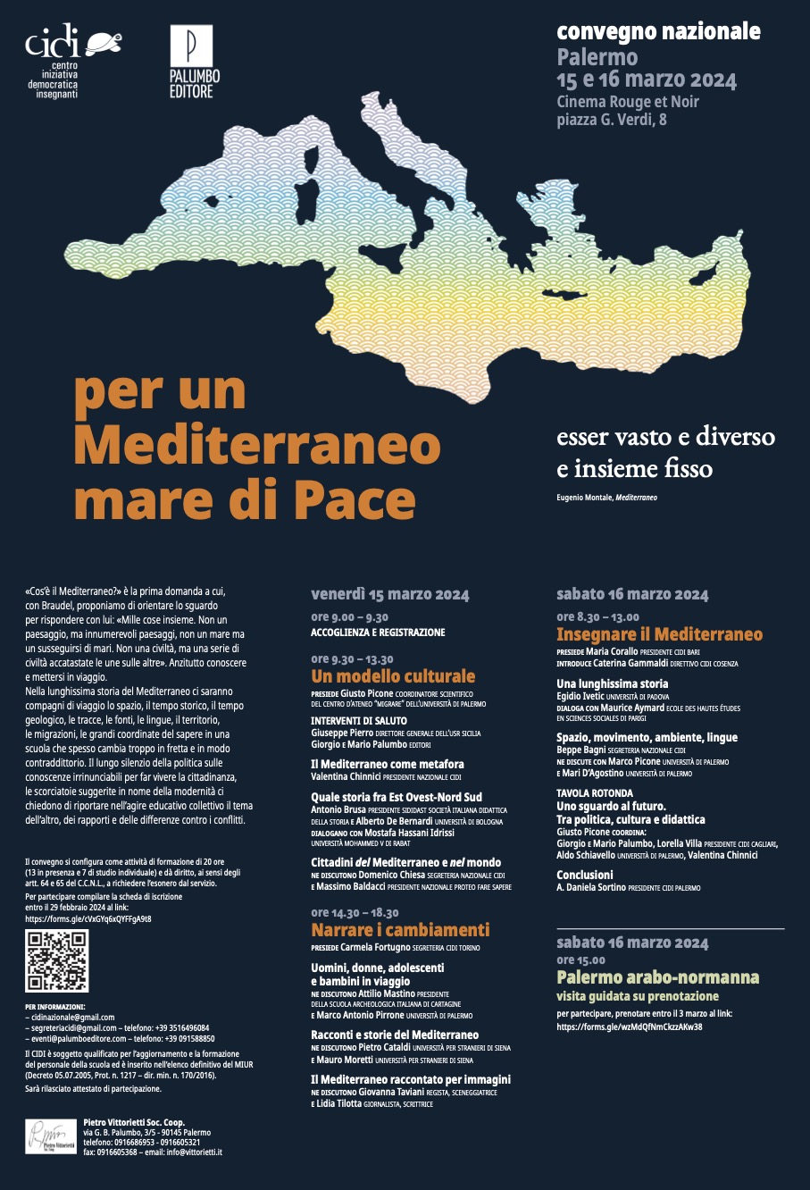 Per un Mediterraneo mare di pace, convegno nazionale del Cidi, Palermo 15 e 16 marzo
