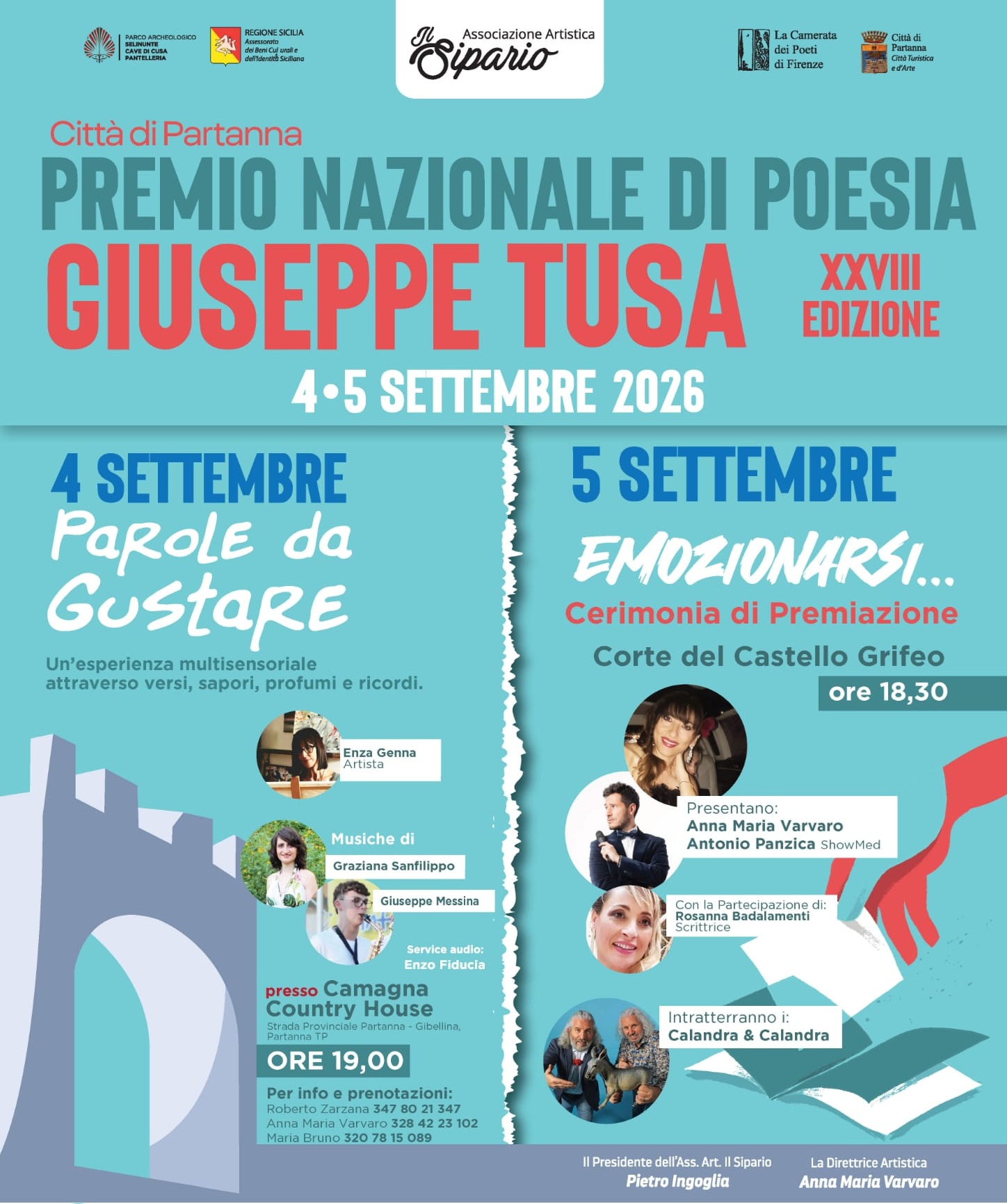 Il 4 e 5 settembre il Premio di Poesia “Città di Partanna – Giuseppe (Peppe) Tusa”