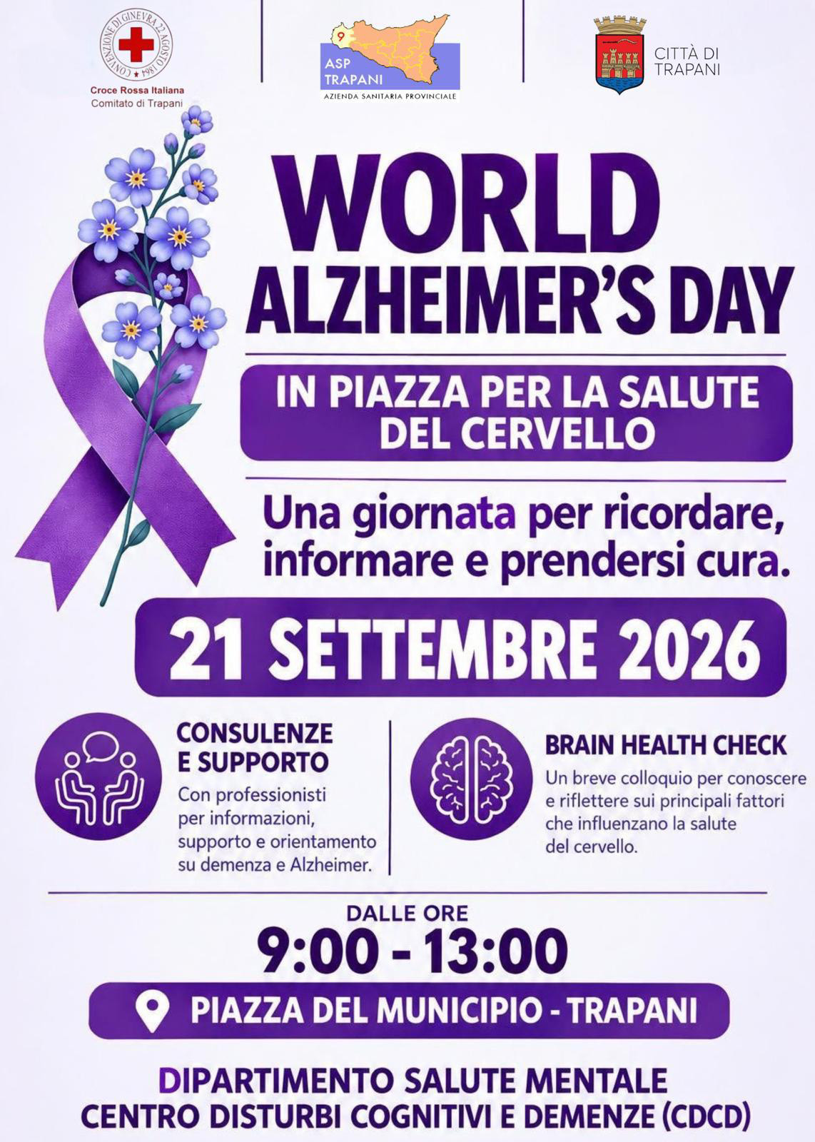 Alzheimer: lunedì giornata di prevenzione e sensibilizzazione dell’Asp Trapani