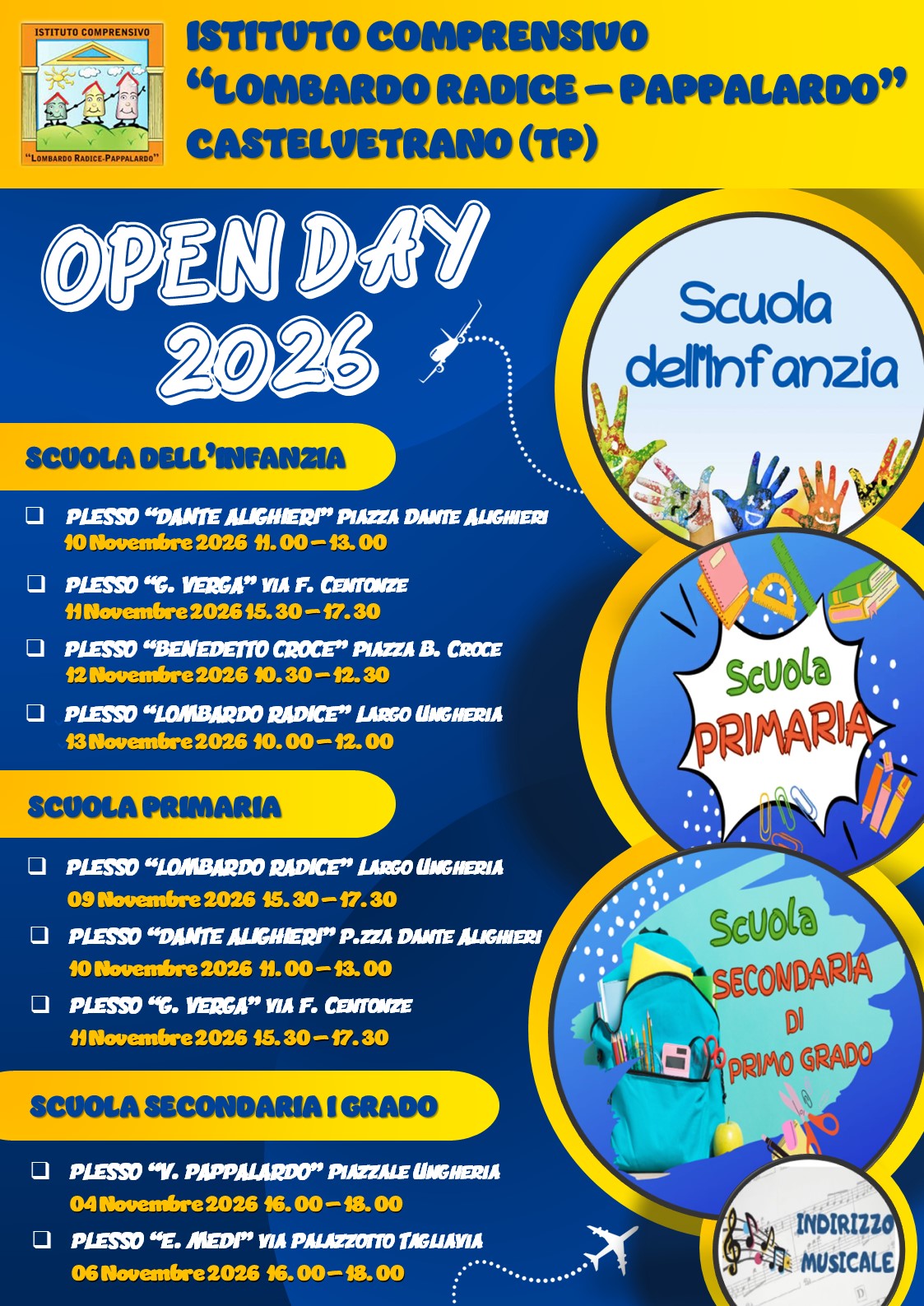 Giornate di Open Day dell’Istituto Lombardo Radice-Pappalardo che apre alla Scuola dell’Infanzia, Primaria e Secondaria di I grado